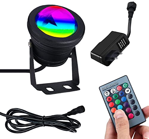 Richsing RGB Strahler 12W Außen Mit Fernbedienung, Farbwechsel Gartenbeleuchtung Spotlight, IP67 Wasserdicht Spots für Poolbeleuchtung, Hinterhof, Garage, Flur