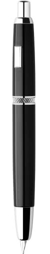 Majohn A1 Piano Black Metal Press Fountain Pen, Retractable Extra Fine Nib 0.4mm with Converter for Smooth Writing (No Clip Version)