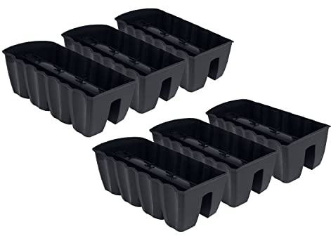 PAFEN Lot de 6 jardinières à suspendre - 58,5 x 28,5 x 20,5 cm - Pot de fleurs pour balcon - Pour balustrade - Anthracite
