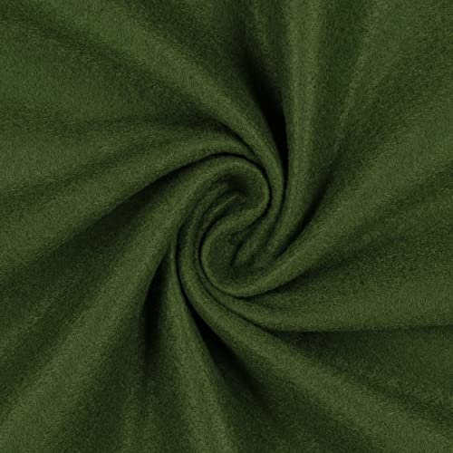 Mondo Tessuti - Tagli di Tessuto Panno Lenci - Feltro 1mm - Disponibile in Diversi Formati e ben 60 Colori (50X190CM, VERDE OLIVA)