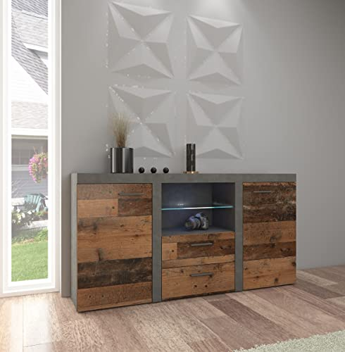 Kuechen-preisbombe Rumba Kommode Sideboard Wohnwand Wohnzimmer Anbauwand Old Wood + Matera