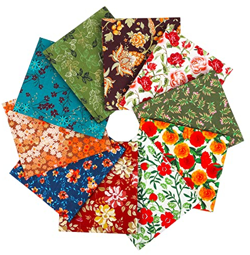 Craftido -24 Optionen- 100% Baumwolle Quiltingstoff Bündel 10pcs Fat Quarters 18x21 (46x53cm) -Mittleres Gewicht 5.2oz- für Quilting, Nähen Projekt, Patchwork, DIY Handwerk - Retro Style