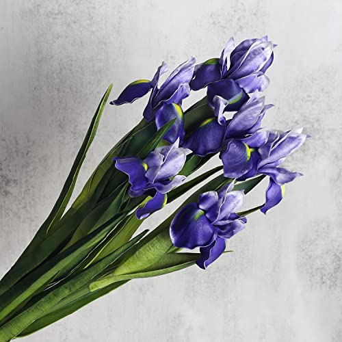 huaao Lot de 6 Fleurs Iris Artificielles Longues Tiges Artificielles, Décoration pour Bouquet de Mariage Fête Maison avec Cuisine, Décoration de Table, Violet