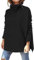 Rayson Women Turtleneck Knitted Jumpers Casual Solid Color Pullover Tops Long Batwing Sleeve Keep Warm in Winter Lapel Oversized Sweater(Black,M)