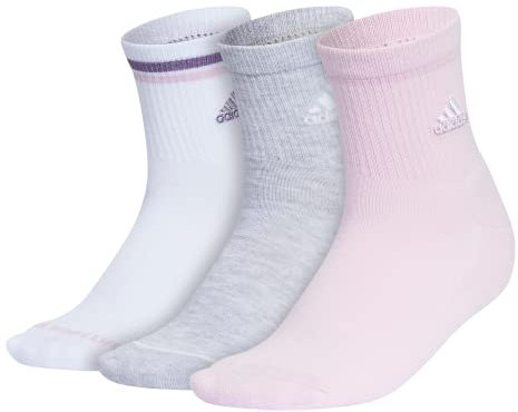 adidas 3 paia di calzini sportivi imbottiti da donna, Orchid Fusion Viola/Cool Light Heather/White, M