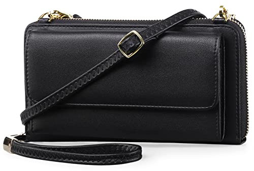 FALAN MULE Borse a tracolla per telefono da donna in pelle, borse per telefono con blocco RFID, borse a tracolla per cellulare, portamonete con tracolla lunga, scomparti per carte di credito