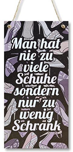 CARISPIBET Man hat nie zu viele Schuhe Wanddeko Wohnkultur Hausschilder Heimdeko mit Humor Hausdeko Lustige Schilder Wohndeko 30 x 15 cm