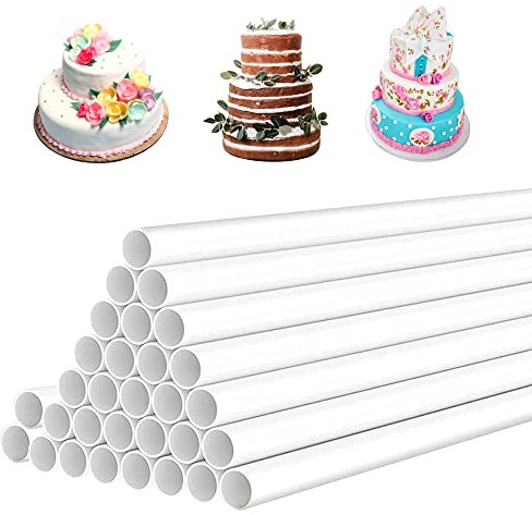J&M DECO Tortenstützen - Wiederverwendbar Dübelstangen 30 Stück - Robust Backzubehör - 24cm Kuchenstützen für Torten - Tortenständer für Mehrstöckige Kuchen - Tortenzubehör für Kuchen Stapelung