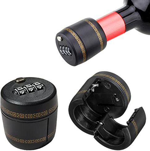 Maizoon Combination Lock 3 Digit Resettable Code Combo for Red Wine Liquor Cap Whiskey Mouth Stopper Safe Security Apply to Bottle Diameter Between 26mm to 28mm Prevent Childen Drinking