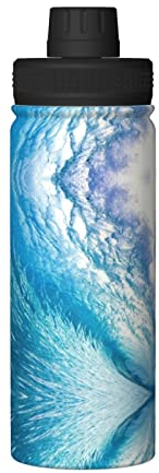 Ocean Waves Print Sport Isolierter Wasserkocher, praktischer doppellagiger Edelstahl-Wasserkocher, 510 ml