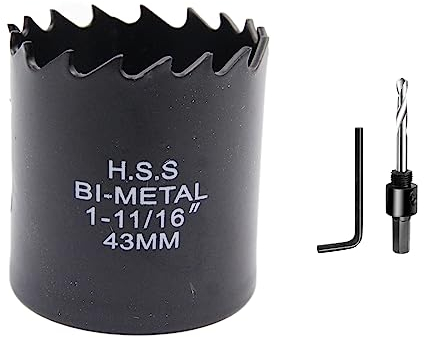 Lochsäge 43mm LAIWEI Bi-Metall Rundlochfräser HSS Kreissägekopf, 1,8 mm stark, Schnitttiefe bis 38mm, geeignet für Holz, Kunststoff, Gipskarton und Metallrohre