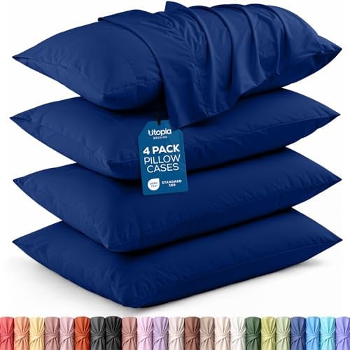 Utopia Bedding Standard Pillow Cases - Pack of 4 - Envelope Closure - Soft Brushed Microfiber Fabric - Shrinkage and Fade Resistant Pillow Covers Standard Size 20 X 26 Inches (Royal Blue)