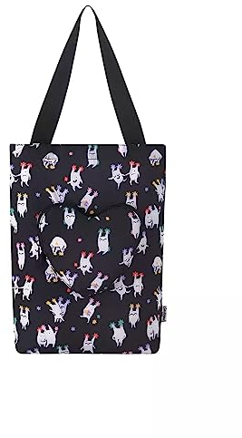 Cath Kidston London Einkaufstasche für Damen und Mädchen, faltbar, mit Herzmotiv, Mini-Monster, Schwarz, Warmes Cremefarben, One Size