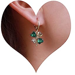 Inateannal Boho Esmeralda Pendientes De Cristal Gota Verde Rhinestone Flor Pendientes Vintage Esmeralda Pétalo Pendientes Verde Cz Flor Pendientes Joyas Para Mujeres Y Niñas