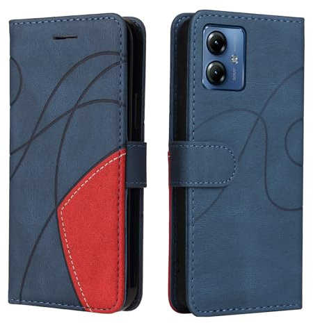 Wuhaizher Motorola Moto G14 Case Geometric, Shockproof Wallet Case PU Leather with Card Slots Folding Stand Magnetic Scratchproof Protect Flip Cover for Motorola Moto G14 Phone Cases, Blue