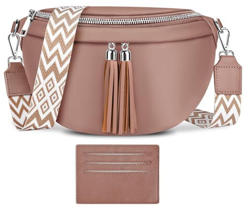 LUROON Sac Banane Femme Bandoulière Chic Cuir PU Sac Bandoulière Femme Petit Poches Multiples Sac a Main Femmes Bandoulieres Femmes Sacs à Bandoulière avec Courroie Réglable 3,8 cm de Largeur
