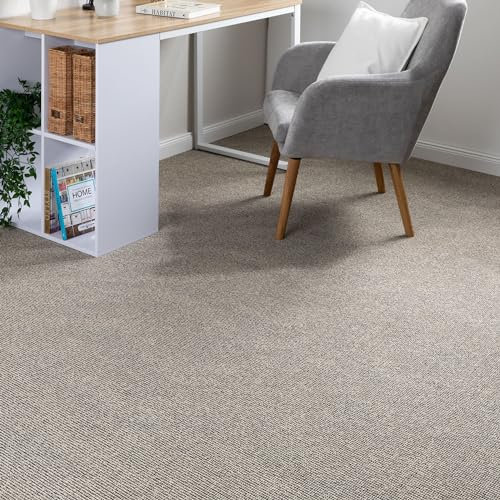 Steffensmeier Teppichboden Rhodos Meterware | Auslegware für Kinderzimmer Wohnzimmer Schlafzimmer | Beige Anthrazit, Größe: 200x900 cm
