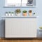 Youyijia 90cm Radiator Shelf | No-Drill MDF Floating Shelf for Office, Living Room, Kitchen | Modern Vertical Slats Cabinet Shelf White