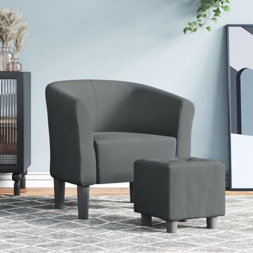 ZEYUAN Clubsessel mit Fußhocker Dunkelgrau Stoff, Relaxsessel, Fernsehsessel, Kinosessel, Gaming Couch - 356437