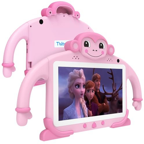 Tbltaca Kids Tablet 7 Tablet for Kids 32GB Toddler Tablet with Wi-Fi YouTube Case, Kids Android Learning Tablet for Toddlers Kids Software Installed Lots Free Content for Boys Girls, Pink