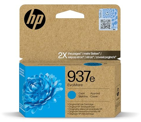 HP 937 Cyan EvoMore Original Druckerpatrone | Tinte für OfficeJet Pro Serie 9100, 9700, ~1650 Seiten (4S6W6NE)
