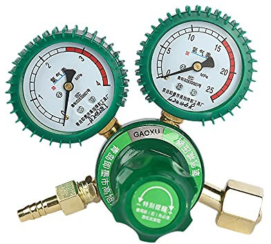 watera Reguladores de Botella de Gas de OxíGeno O2 Inhalador de PresióN Reductora Acetileno Regulador de Calibre Doble Regulador de Tanque de OxíGeno