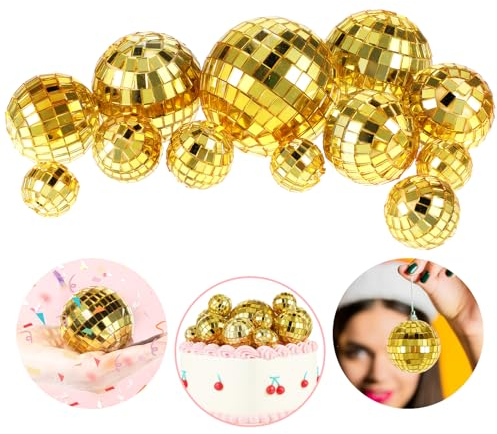 12 Stück Disco Ball Cake Toppers Discokugel Tortendeko Mini Discokugel Klein Kuchenaufsätze Disco Themen Zubehör für Geburtstagsparty 70er Jahre Motto Tanzparty Zubehör Gold