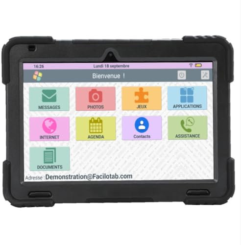 FACILOTAB XXL - WiFi - 128 GB - Android 13 - Schermo molto grande - Custodia rinforzata - Tablet semplificato per anziani