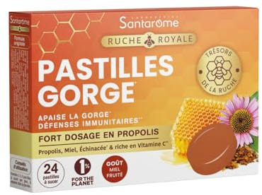 SANTAROME Pastilles Gorge - Propolis, Miel & Échinacée - 24 Pastilles