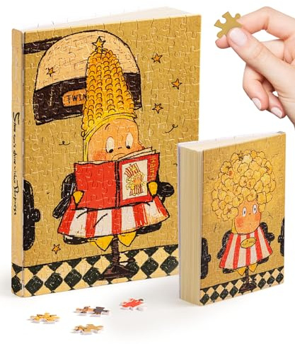 PieceRelax Puzzle Buchumschlag Twinkle Twinkle - Pop Salon [YA1062], A5 Liniertes Notizbuch, Transparente Buchhülle, Stifthalter, Lesezeichen, 329 Teile