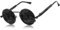 KINGSEVEN Runde Sonnenbrille Herren Polarisiert Klassische Retro Gothic Steampunk Sonnenbrille Rund mit UV-Schutz OG2 (Schwarz Grau)