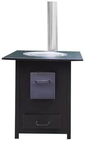 Stufa a Legna in Ghisa Stufa a Legna Portatile Mobile Senza Fumo a Risparmio Energetico Adatta per Il Riscaldamento Interno ed Esterno per Cucinare Ogni Giorno(55 * 58 * 60cm)