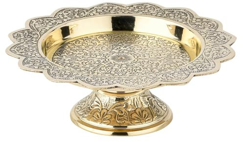 Marrakesch Orientalische Deko Schmuckschale Schale aus Messing 15 cm | Handgefertigte Schlüsselschale Nadeem gold als Schlafzimmer Ramadan Deko | Schminktisch Organizer als Geschenk für Frauen