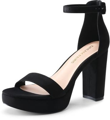 DREAM PAIRS Women's Platform Chunky High Heeled Sandals Open Toe Block Heels Ankle Strap Dress Shoes for Wedding Party Evening,Size 6,Black-Nubuck,DWUMHS2508
