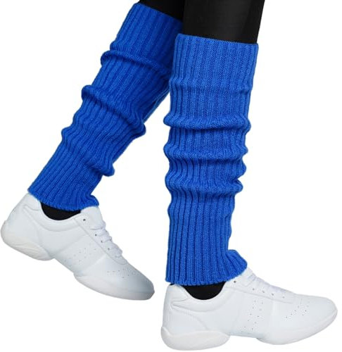 Hatstar Sexy Damen Bein Stulpen | Neon Strümpfe für 80er Jahre 80s Motto Party| Kostüm Accessoires | Fasching Karneval Tanzen Aerobic (blau)