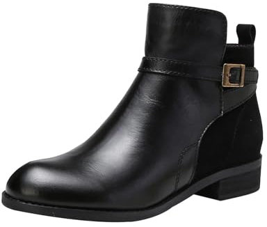 Generico Stivaletti Bassi Donna Stivali Brillantini Donna Scarpe Donna Stivali Cucito Solido Piatto Con Scarpe Caratteristiche: Stivaletti Donna In Pelle Stivali Eleganti Donna (Black, 37)