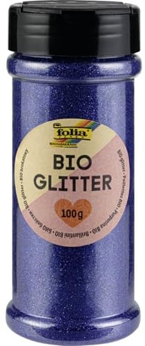 folia 578136 - Bio Glitter, 100 g, organischer Glitzer in Blau, zum Verzieren und Dekorieren