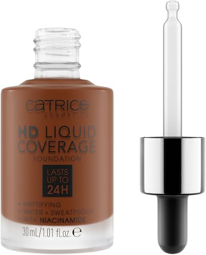 Catrice HD Liquid Coverage Foundation, Nr. 097, Nude, langanhaltend, mattierend, matt, für unreine Haut, vegan, ölfrei, wasserfest, ohne Parabene, 1er Pack (30ml)