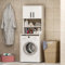 Washing Machine and Tumble Dryer Overmount Cabinet for Kitchen and Bathroom Tall Storage Cabinet for Washing Machine 182.1 x 65 x 60 cm (White)