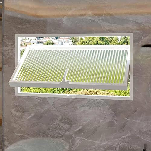 Ventanas Aluminio Ventanas de Repuesto Anti-pistas con Vidrio, Ventana de Ventilación Giratoria de 360° para Baño, Cocina, Sótano, Cobertizo, Ventanas Contra Tormentas con Marco de Metal(White,50x50cm