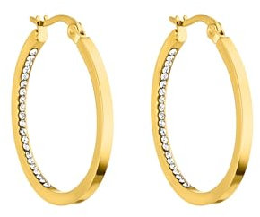 Purelei® Inner Shine Creolen Ohrringe – Edelstahl 18K Vergoldet/Rosévergoldet oder Silber – 30 mm Ø, 2 mm Breite - Damen Ohrringe (Gold)