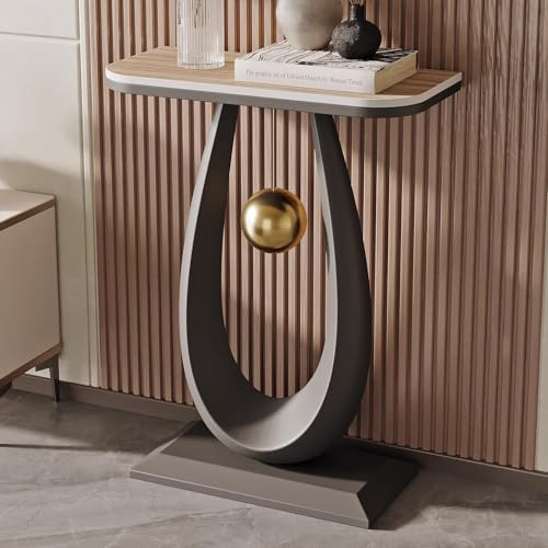 HARELA Table Console d'entrée, Industrielle Table de canapé Tables d'appoint, Table d'entrée avec Pieds métalliques géométriques, pour entrée, Couloir, entrée, Salon(Black D)