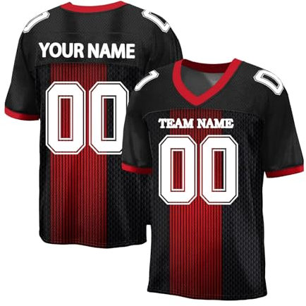 Personalisiertes American FootballTrikot Custom Football Jersey Individuell Printed Team Name & Number Fußballtrikot für Herren Damen Jugend Schnelltrocknend Atmungsaktiv T-Shirts(#C Dark Gray)