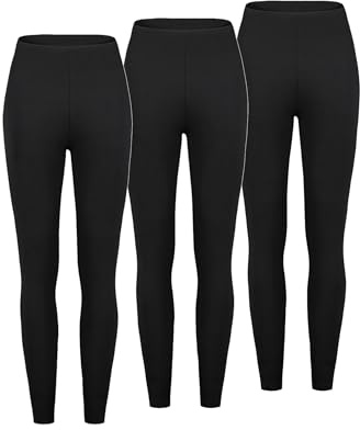 Sublevel Damen Leggings, Blickdicht, elastischer Bund, 3er-Pack