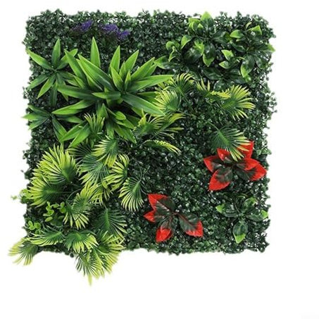 Pannelli da parete in erba sintetica, tappetini decorativi per interni ed esterni, recinzione, siepe artificiale, 50 x 50 cm (E)