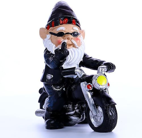 Ruiaqer Gartenzwerg Motorrad Zwerge,13.3cmx13cm Statue Wasserdicht Sonnenschutz Gartendeko für den Garten,gartenzwerg lustig,Motorrad Geschenke für männer,Deko für den Balkon