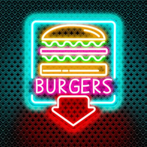 Fast Food led señales de neón luces de neón para la decoración de la pared USB iluminar señal para hamburguesa tienda llevó señal de negocios adecuado para tiendas de comida(12,6 * 10,24 pulgadas)
