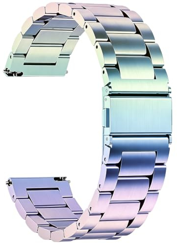 Aurrain 18mm 20mm 22mm Edelstahl Armband für Garmin/ID205L/Galaxy/Amazfit/Huawei/Coros,Metall Armband Unisex