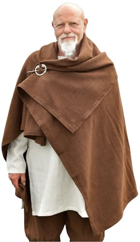 Battle-Merchant Wikinger Rechteckmantel Bente aus Wolle, Braun, Unisex | Mittelalter Umhang, Wollschal, Wolldecke, Überwurf, LARP, Reenactment, Fantasy Cosplay, Damen & Herren