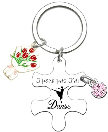 YJYJZX Porte-clés Danse,Cadeau pour Danseuse et Passionnée de Ballet Cadeau danse Porte-clés « J'peux pas, j'ai danse »